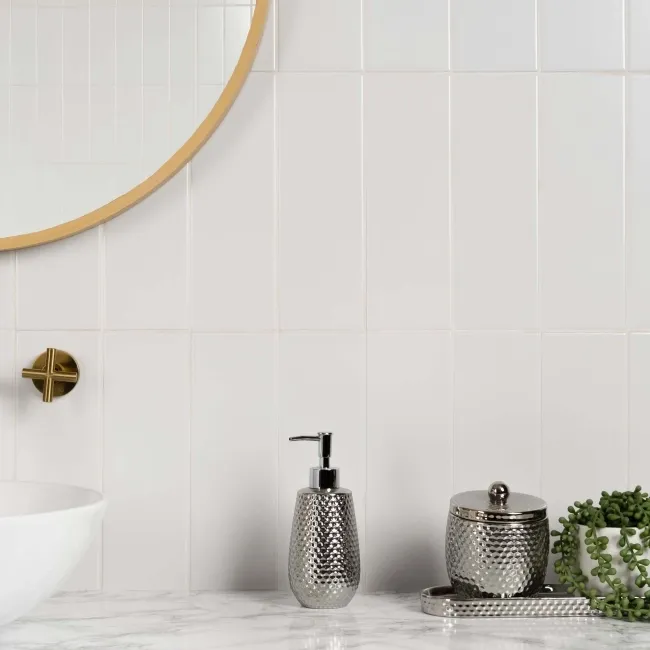 Rhian Blanco White Ceramic White Matt Brick Wall Tiles