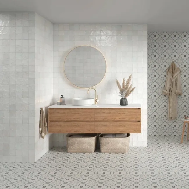 Zellige Mini White Square Gloss Rustic Wall Tiles