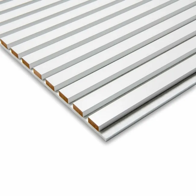 Trepanel® All White on White Felt Acoustic Wood Slat Panels