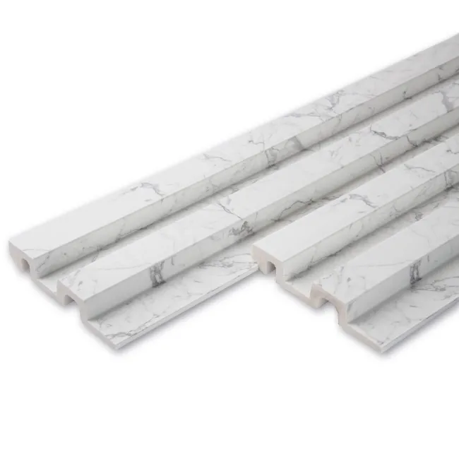 Trepanel Aqua 3D® Waterproof White Marble Slat Wall Panel 3 Pack (Covers 0.87 SQM)