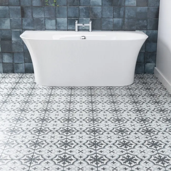 Zara Blue Porcelain Matt Patterned Floor Tiles