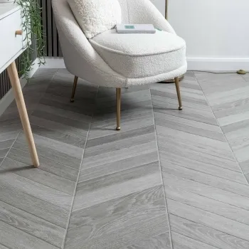 Bonsai Chevron Smoky Grey Wood Effect Porcelain Wall Tiles