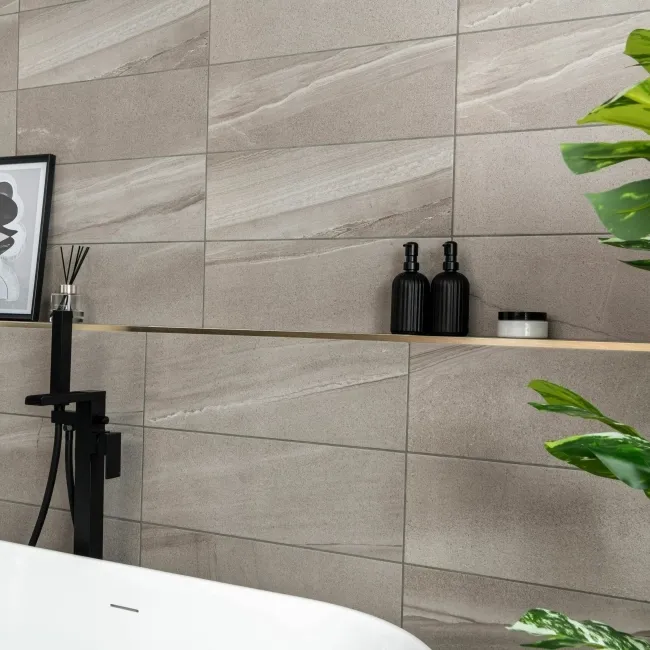 Burlington Taupe Grey Stone Effect Wall Tiles 600x200
