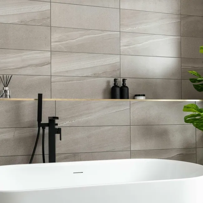 Burlington Taupe Grey Stone Effect Wall Tiles 600x200