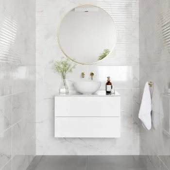 Clovelly White Carrara Marble Effect Gloss Wall Tiles