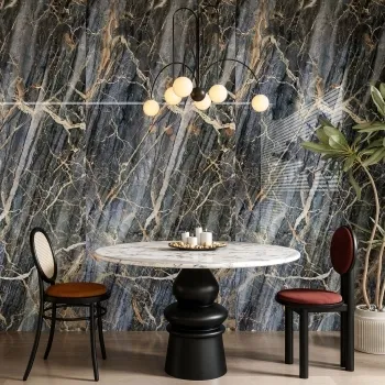 Trepanel Aqua Luxe® Blue Dramatic Marble Effect Embossed Gloss SPC XXL Wall Panel