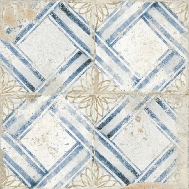 Floweret Diamond Cream Antique Patterned Wall and Floor Tiles