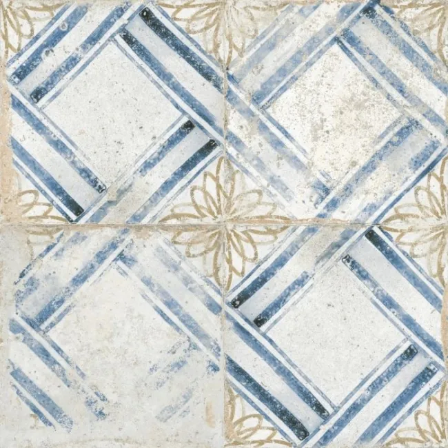 Floweret Diamond Cream Antique Patterned Wall and Floor Tiles