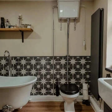 Scintilla Night Black Star Pattern Wall and Floor Tiles