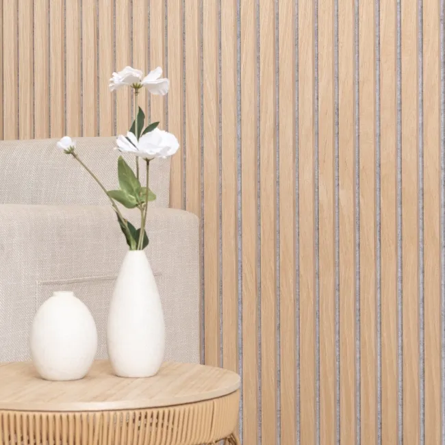 Trepanel® Oak on Grey Felt Acoustic Wood Wall Panels