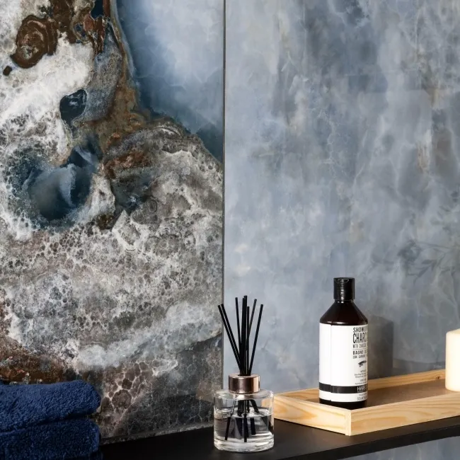 Deluxe Blue Polished Onyx Marble Effect Tiles