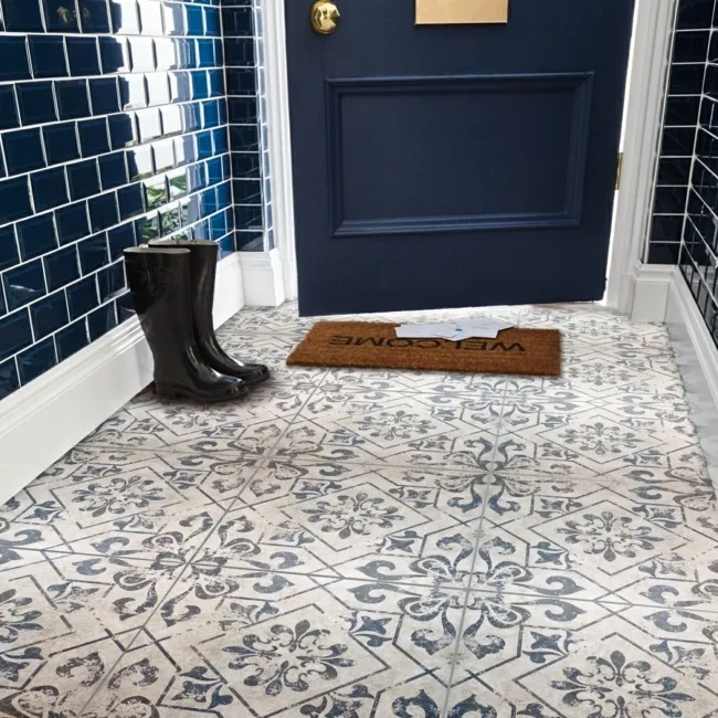 Harran Antique Vintage Blue Pattern Floor Tiles