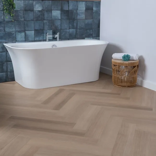 Trepanel Lux Light Oak LVT Wood Effect Herringbone SPC Vinyl Flooring