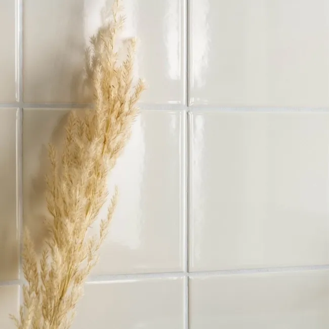 Rico Cream Gloss Flat Square Wall Tiles 150x150