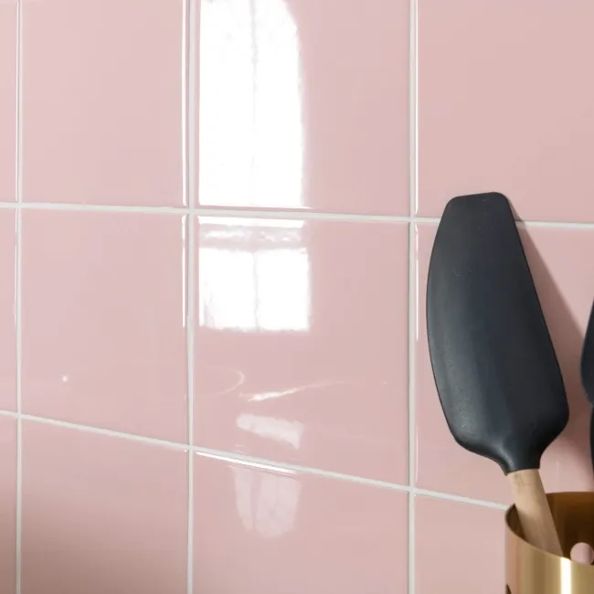 Rico Pink Gloss Flat Square Wall Tiles 150x150