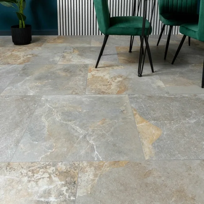 Jai Rustic Natural Grey Slate Effect Tiles 600x600