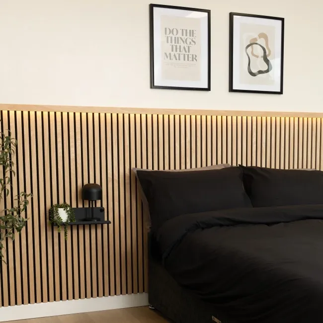 Trepanel® Oak Wood Acoustic Wall Panel Trims with Lighting Option