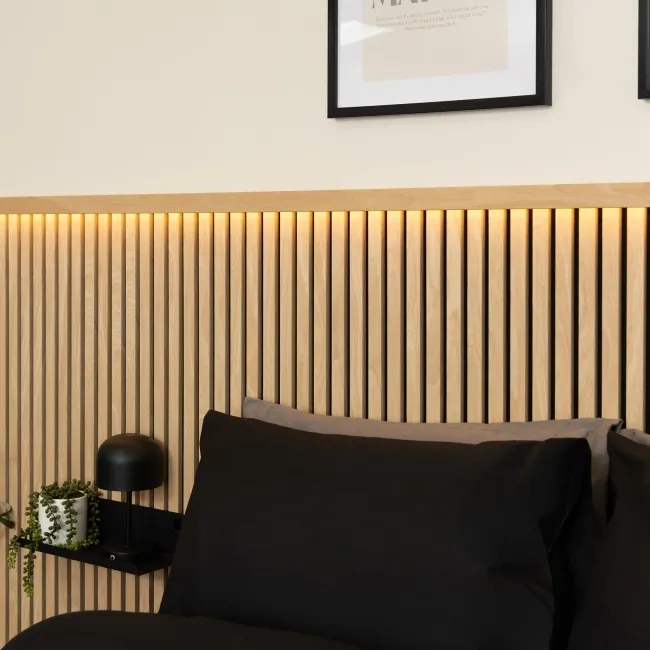 Trepanel® Oak Wood Acoustic Wall Panel Trims with Lighting Option
