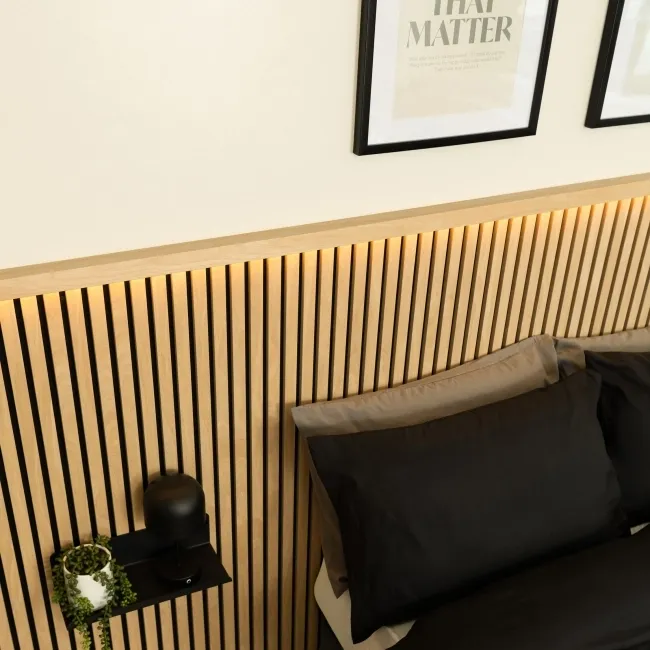 Trepanel® Oak Wood Acoustic Wall Panel Trims with Lighting Option