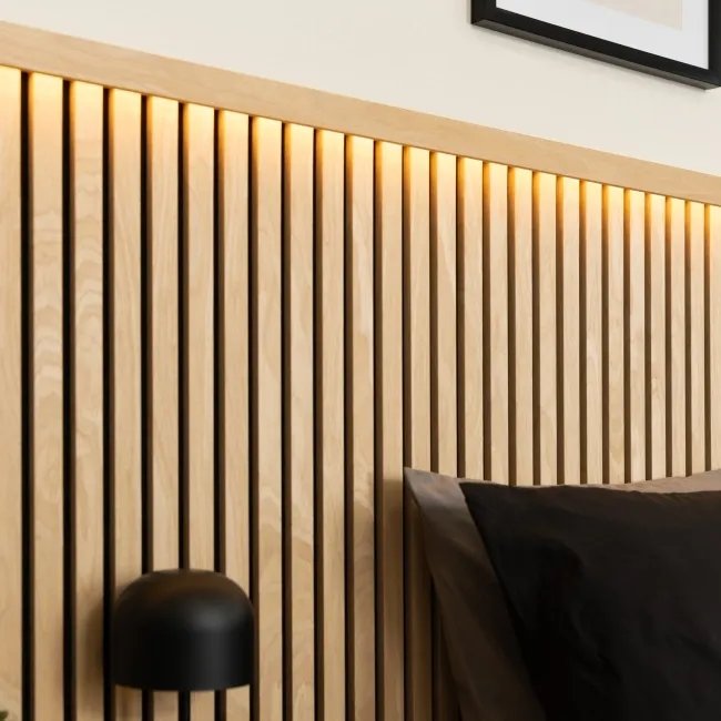 Trepanel® Oak Wood Acoustic Wall Panel Trims with Lighting Option