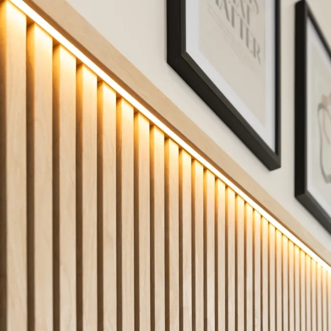 Trepanel® Oak Wood Acoustic Wall Panel Trims with Lighting Option