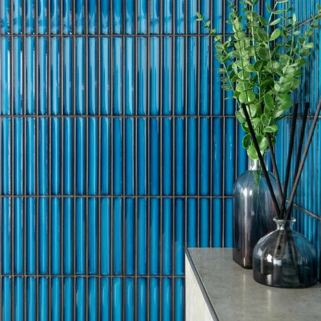 Spirit Marine Blue Gloss Kitkat Mosaic Porcelain Wall Tiles