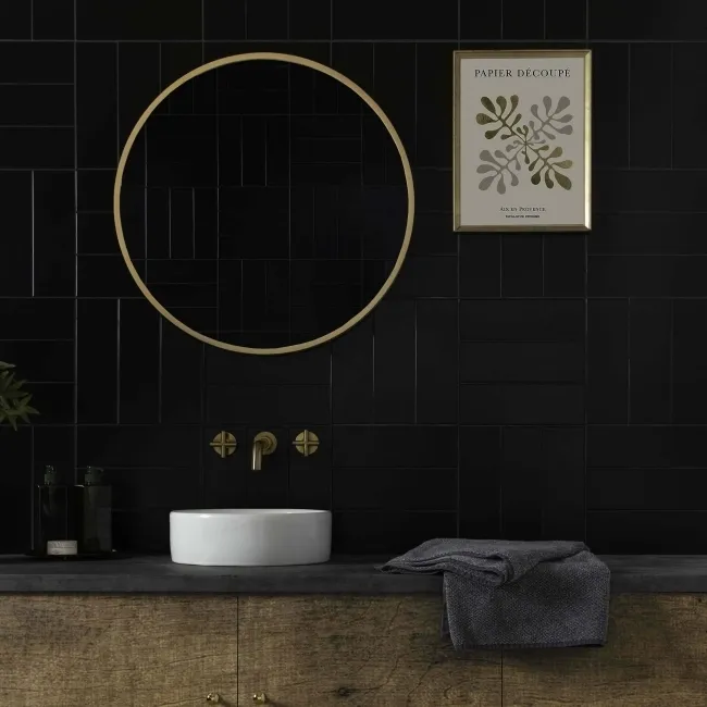 Rhian Black Matt Brick Ceramic Wall Tiles