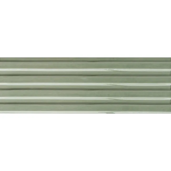 Ribbon Sage Green Ridged Effect Ceramic Gloss Wall Tiles