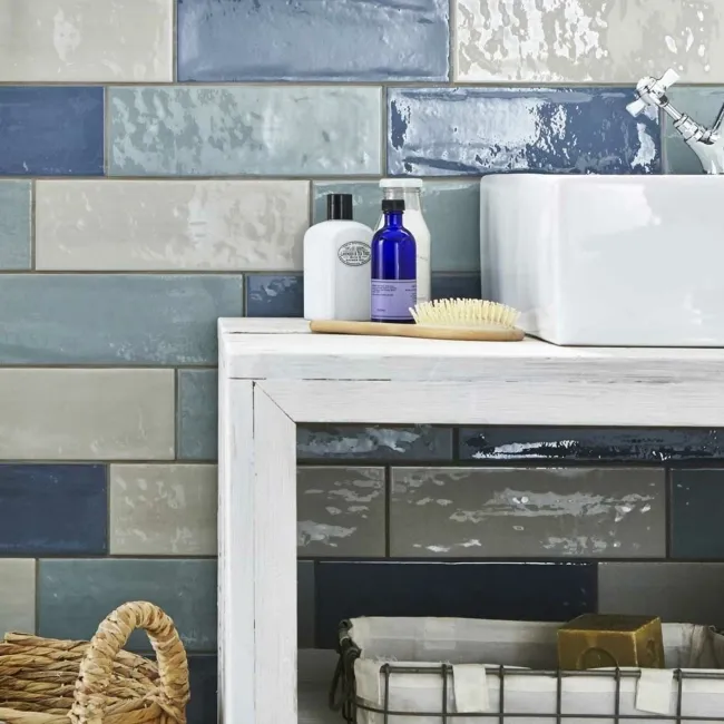 Rustic Teal Blue Gloss Metro Wall Tiles