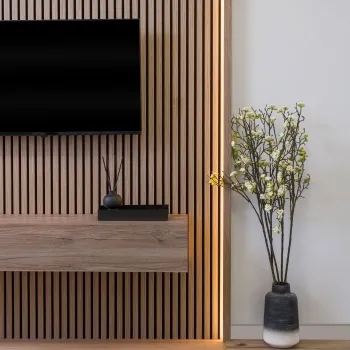 Trepanel® Smoked Oak Wood Acoustic Wall Panel Trims with Lighting Option