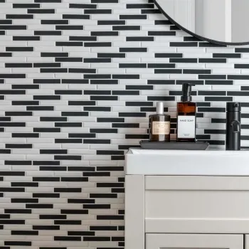 Zora Black & White Matt Brick Effect Mosaic 347x300 Tiles