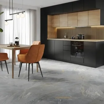 Devoke Grey Matt Stone Effect Wall and Floor Tiles 597x597