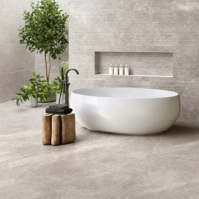 Fargo Grey Matt Stone Effect Anti Slip Wall and Floor Tiles 1200x600