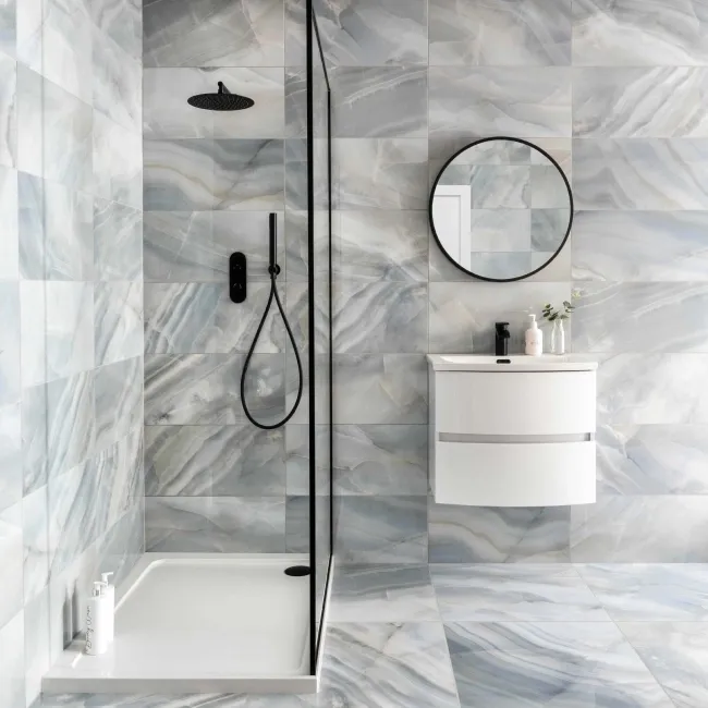 Lustra Blue Marble Effect Porcelain Tiles 600x300