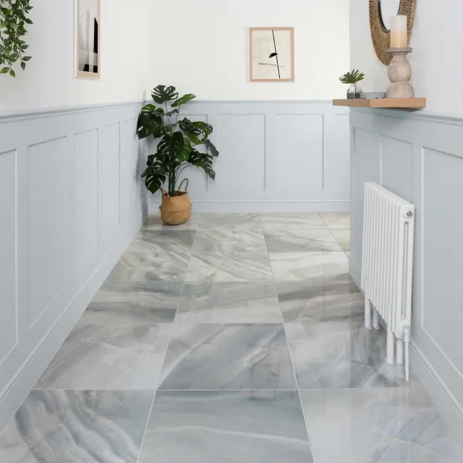 Lustra Blue Marble Effect Porcelain Tiles 600x600