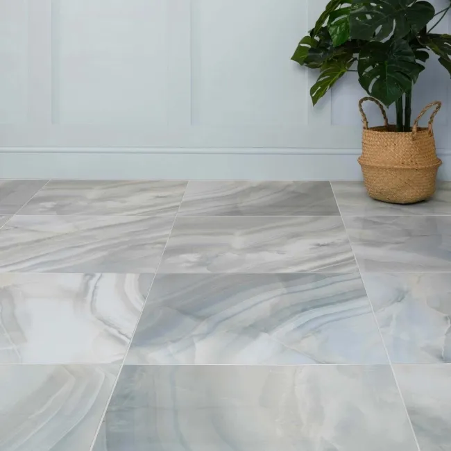 Lustra Blue Marble Effect Porcelain Tiles 600x600