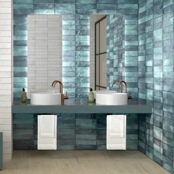 Lazio Blue Gloss Brick Effect Wall Tiles