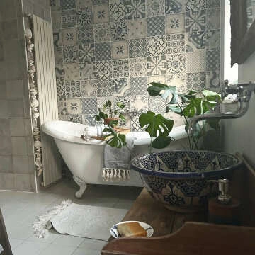 Tangier Antiqua Blue Gloss Decor Pattern Wall Tiles