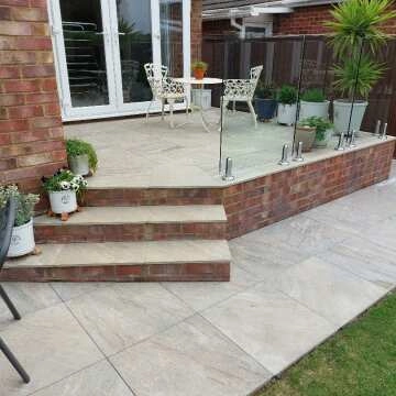 Icaria Ocre Brown Stone Effect 20mm Porcelain Paving Slabs