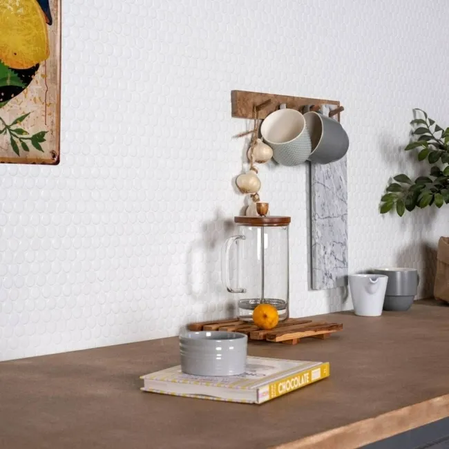 Pixel White Circular Matt 19mm Mosaic Tiles