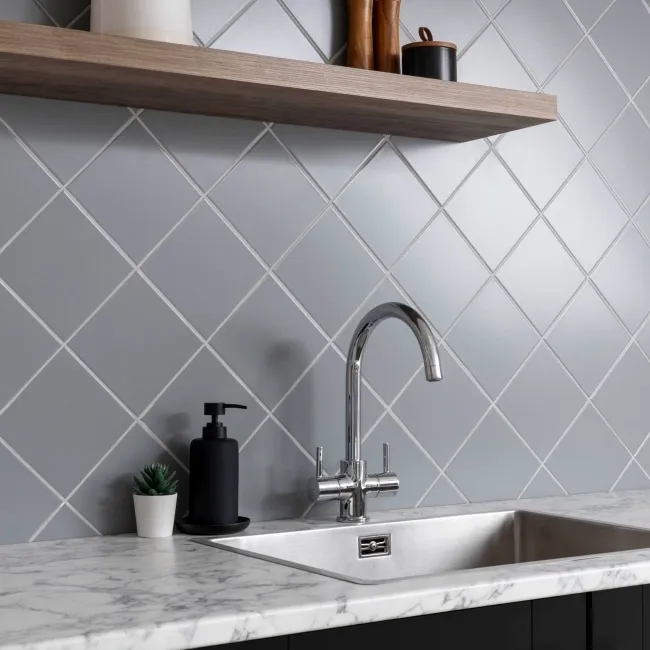 Rico Grey Matt Flat Square Wall Tiles 150x150