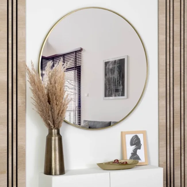 Trepanel Customise® Aluminium Framed Round Mirror Brushed Gold 800mm
