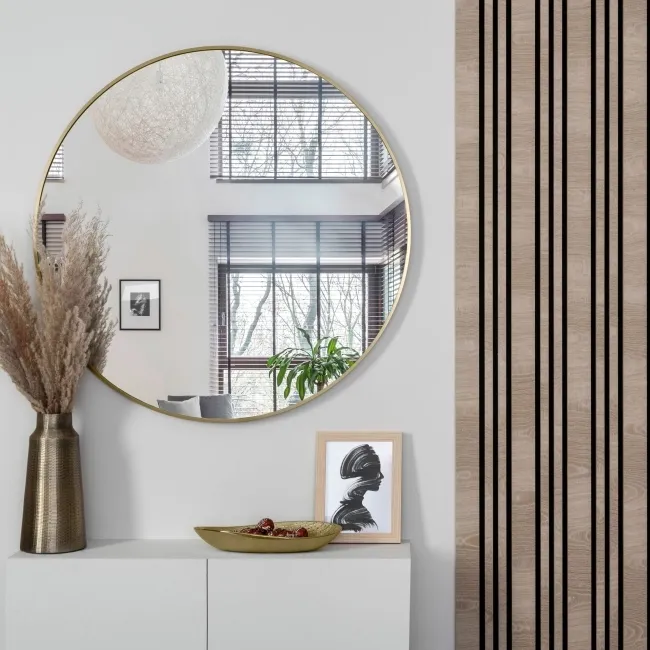 Trepanel Customise® Aluminium Framed Round Mirror Brushed Gold 800mm