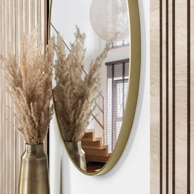 Trepanel Customise® Aluminium Framed Round Mirror Brushed Gold 800mm