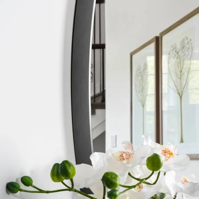 Trepanel Customise® Aluminium Framed Round Mirror Brushed Silver 800mm