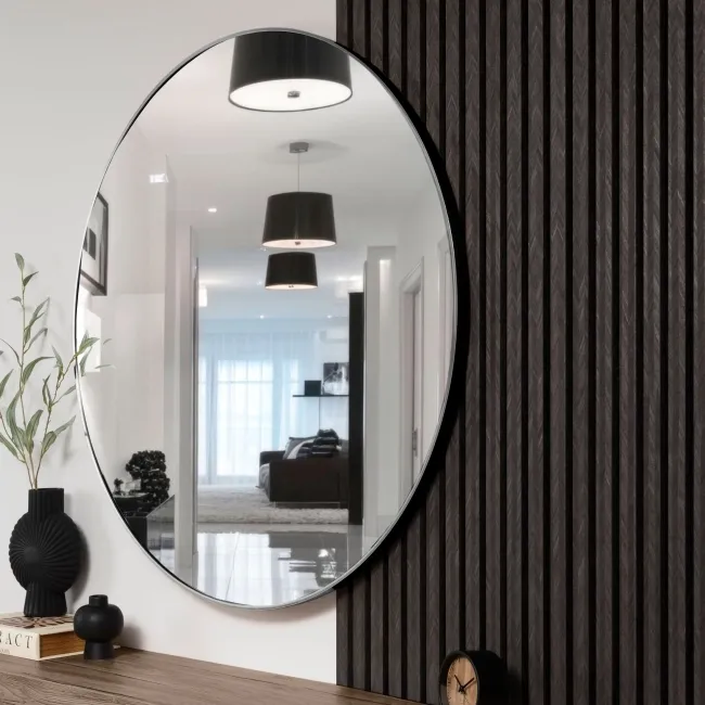 Trepanel Customise® Aluminium Framed Round Mirror Matt Black 1000mm
