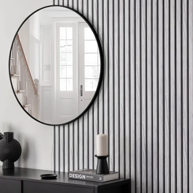 Trepanel Customise® Aluminium Framed Round Mirror Matt Black 800mm