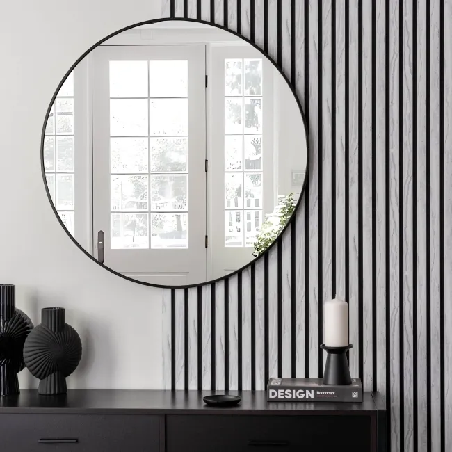 Trepanel Customise® Aluminium Framed Round Mirror Matt Black 800mm