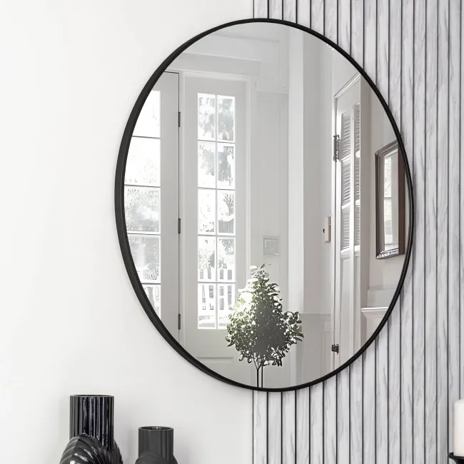 Trepanel Customise® Aluminium Framed Round Mirror Matt Black 800mm
