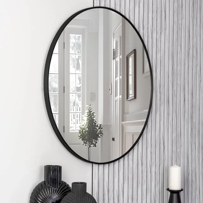 Trepanel Customise® Aluminium Framed Round Mirror Matt Black 800mm